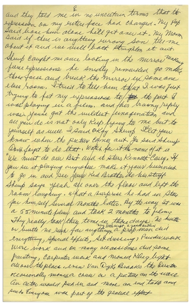 Moe Howard's Handwritten Manuscript Page When Writing His Autobiography -- Moe's Recounts Acting in His First Film, the 1909 Short ''We Must Do Our Best'' -- Single 8'' x 12.5'' Page